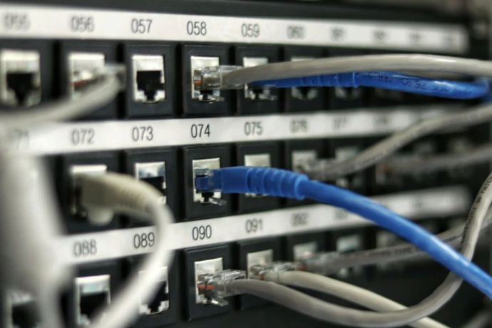 ethernet cords plugged into patch panel